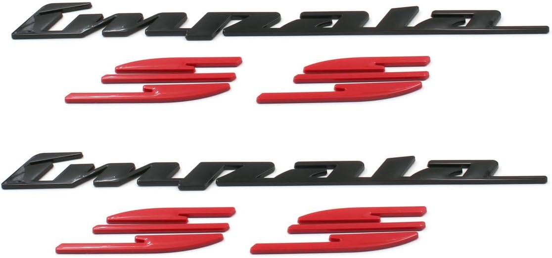 2Pcs 94-96 Impala Ss Rear Quarter Panel Emblems 3D Letter Badge Car Decal Nameplate Replacement for Impala (Black Red)