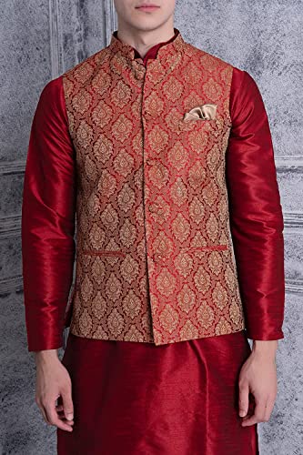 Image of Uri and MacKenzie Men's Silk Blend Kurta Pajama with Designer Ethnic Nehru Jacket /Modi Jacket