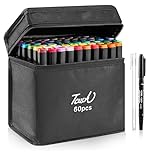 Shoze 60-Color Twin-Tip Permanent Markers - Alcohol-Based Art Set for Drawing, Sketching, Manga, and Doodling (Black)