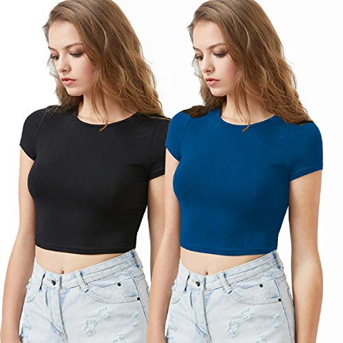 Image of Lime Women's Basic Short Sleeve Round Neck Crop Top