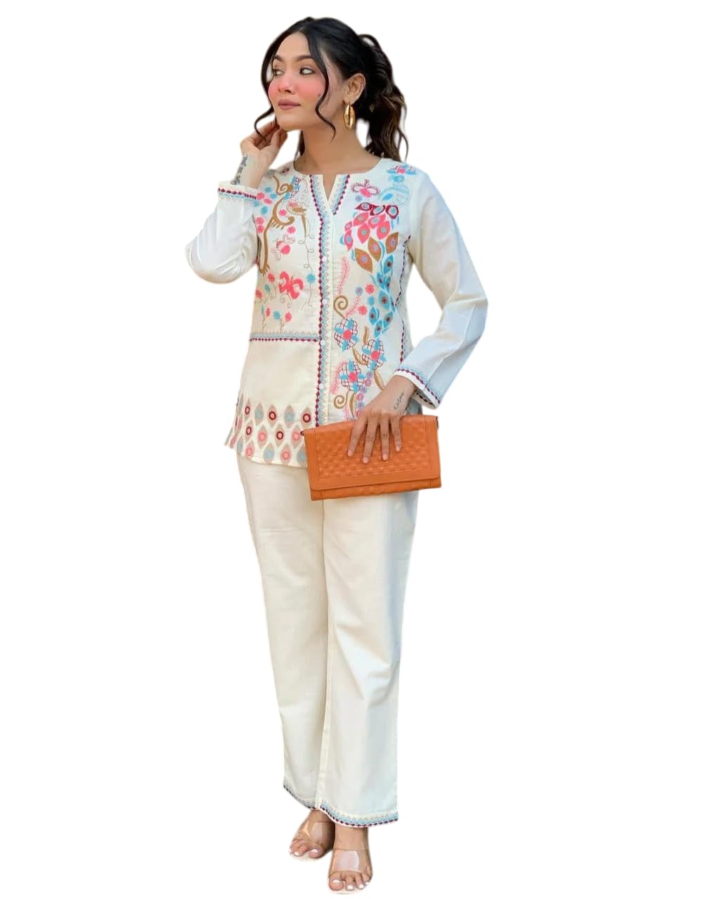 Women's Embroidered Viscose Rayon, with Floral Design, Full Sleeves, Entire Embroidery Cord, Dress-picture-53
