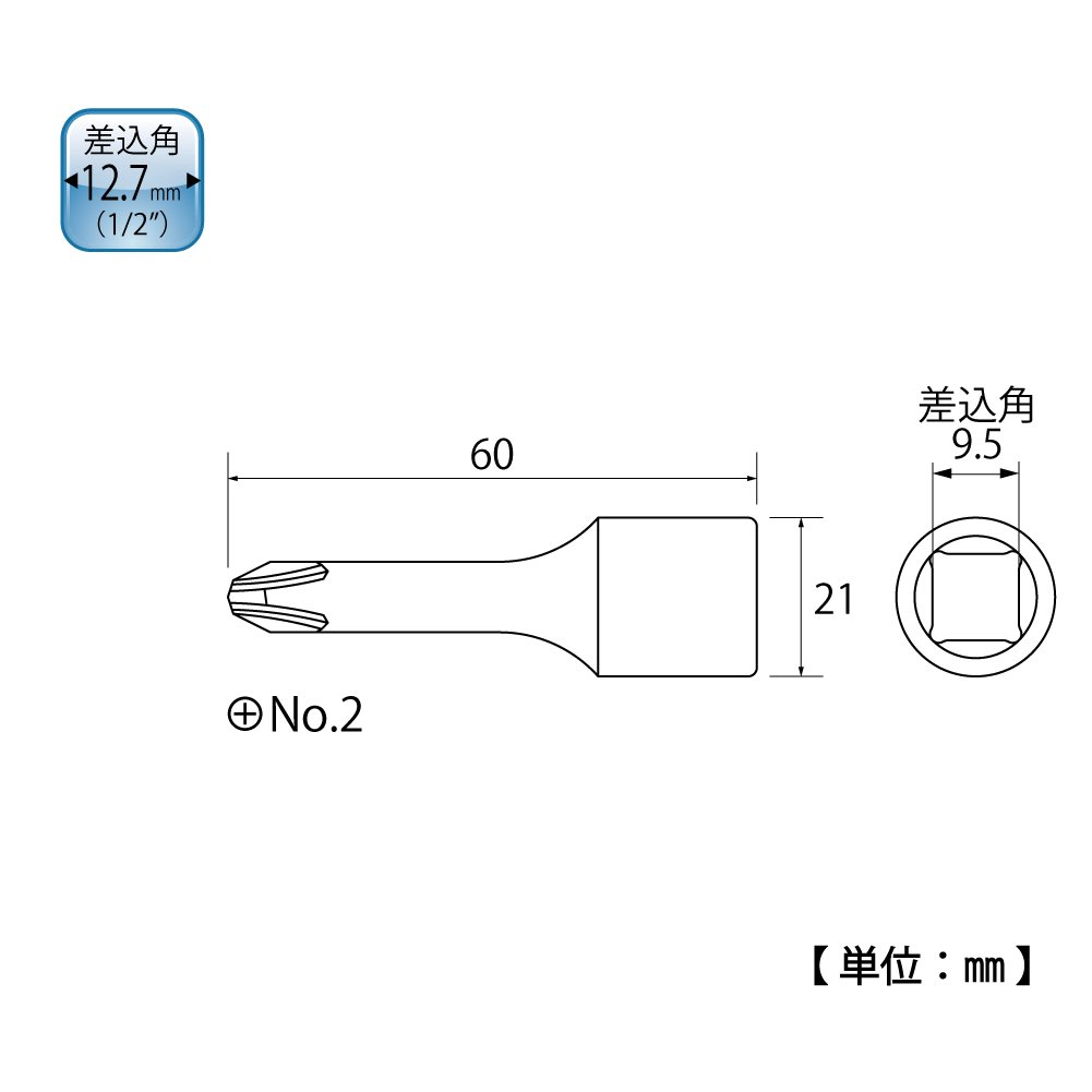 Amazon | トップ (TOP) ドライバービット ソケット 先端⊕NO.2 差込角