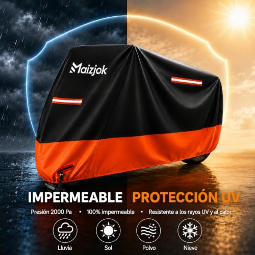 Maizjok® Funda Moto Impermeable, Cubierta Moto Exterior Interior 210D - Imagen 3