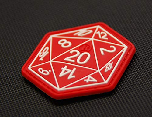 BritKitUSA Dungeons and Dragons Die D20 3D PVC Morale Patch Hook Backing D&D Hook Backing