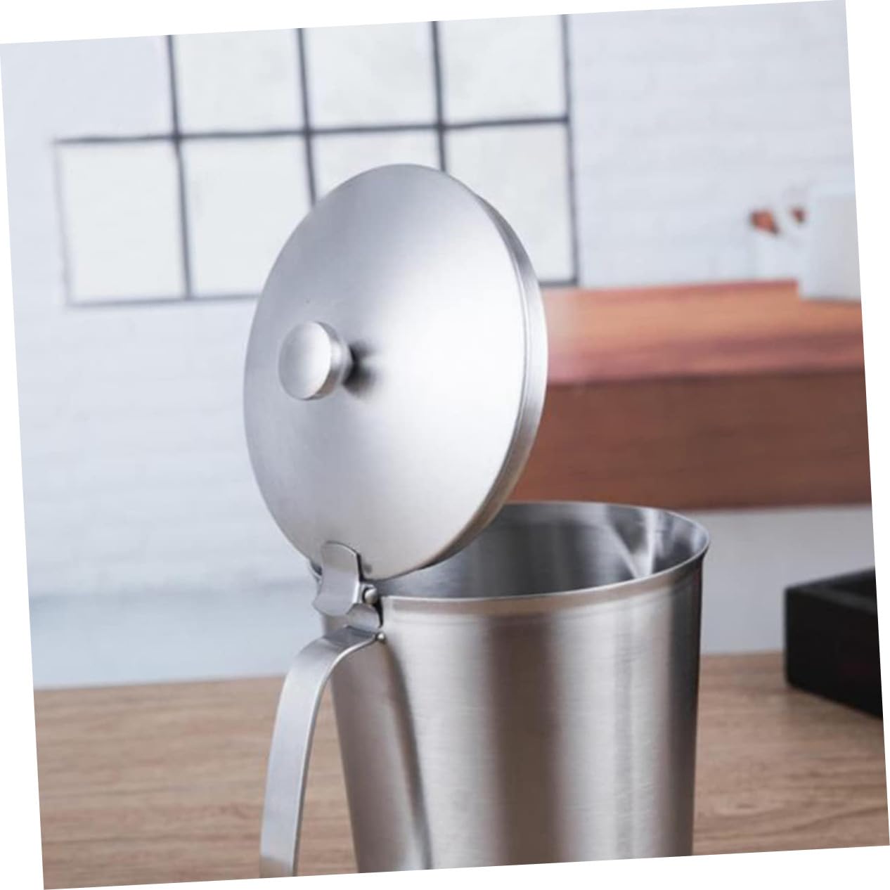 Edelstahl Messbecher mit Deckel 1000ml, Graduiert, Silber