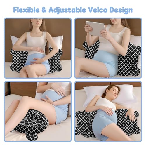 Image of Pregnancy Pillow for Sleeping,Maternity Pillow with Cooling,Maternity Support for Back and Hip Relief,Soft and Comfortable Wedge Pregnancy Pillows Side Sleeping Support for Belly with Removable Cover