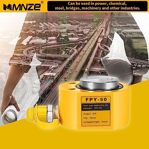 Image of 50T 16mm /0.63 inch Stroke Mini Hydraulic Ram Jack - Porta Power Retract Automatically Split Single Acting Lifting Cylinder for Machinery, Ship Bridge Construction