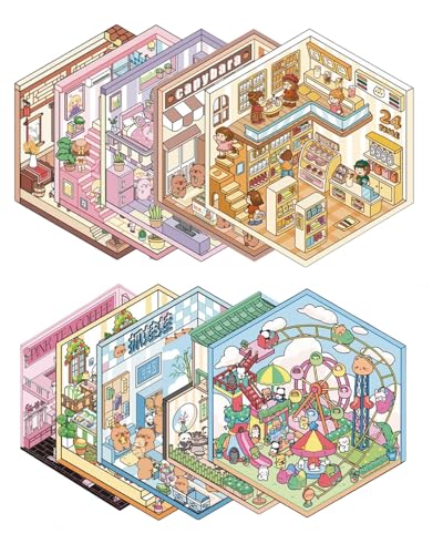 TPZORJX Autocollants de Scène 10 Set 3D House Stickers DIY Adorables Autocollants 3D pour Adultes, Enfants，stickers 3d，scene stickers，diy miniature house，stickers