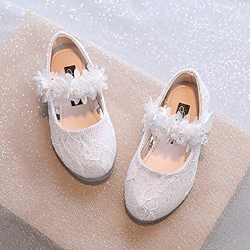 Baby Infant Girls Boy Kid Child Shoes Rhinestone Flower Sandals Premium Pearl Crystal Shoes (White, 11.5 Little Child)4