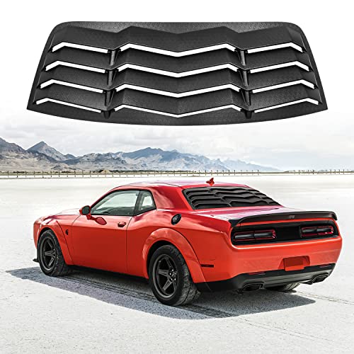 Image of Rear Window Louvers for Dodge Challenger - Rear Window Louvers for Dodge Challenger 2008-2022 2023 Windshield Sun Shade Cover Vent GT Lambo Style Custom Fit All Weather ABS (Matte Black)