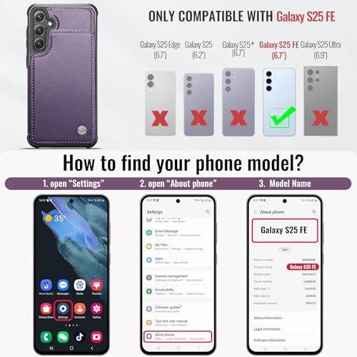 Vinich for Samsung Galaxy S25 FE Wallet Case with Card Holder, RFID Blocking Credit Slots Kickstand Shockproof Phone Cover Fit for Galaxy S25 FE 6.7" Purple by Vinich - Used condition - Image 2
