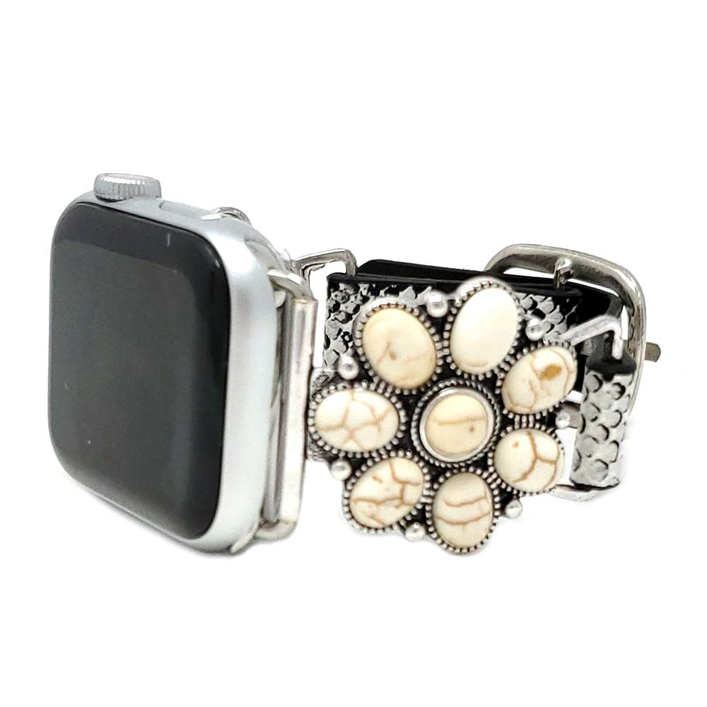 Emulily Compatible with Apple Watch Snake Skin Look Band 38/40 mm Western Flower, Boho
