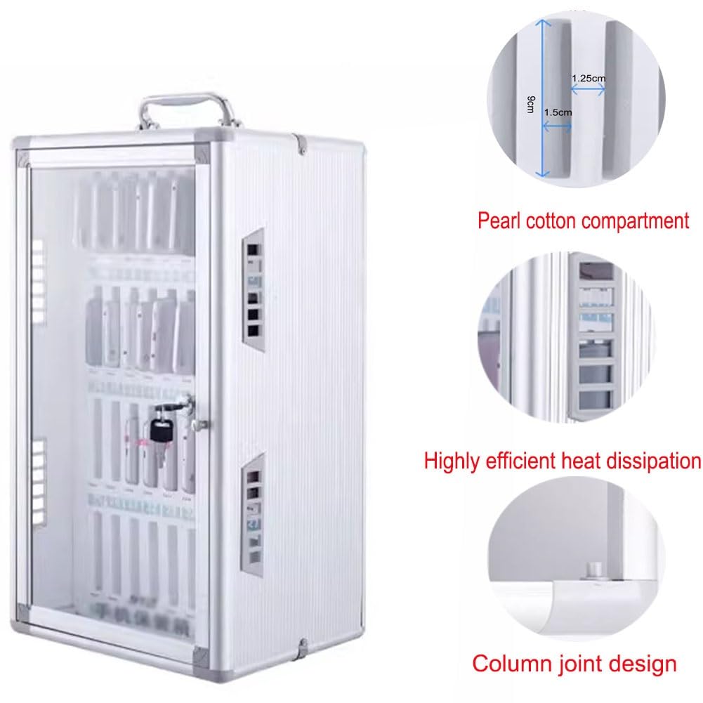 Armoire Murale à Téléphones Avec Serrure - 12 Emplacements Numérotés, Porte Vitrée, Pour Salle De Classe
