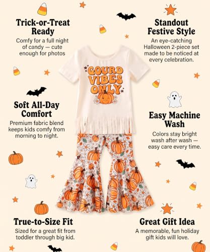 Image of Unique Baby 2 Piece Girls Bell Bottom Leggings Outfit with Short Sleeved Shirt Kid and Toddler Clothes Set