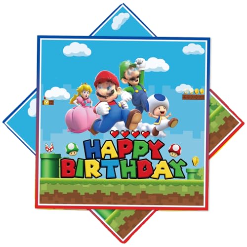 40 Stück Servietten Cartoon 33x33cm Tischdeko Geburtstag Servietten Personalisiert für Kinder Jungen Mädchen Party