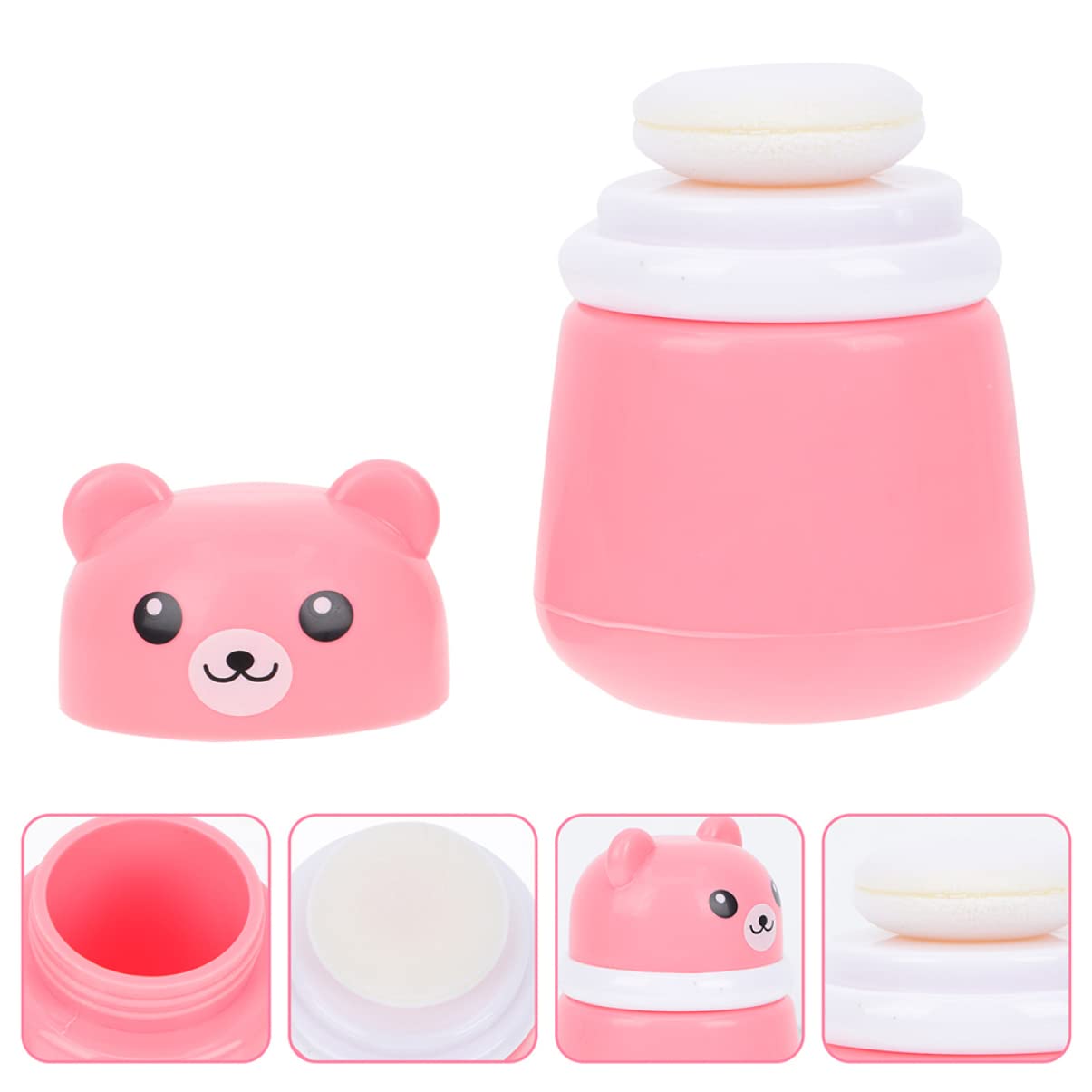 MERRYHAPY Puff Box 2pcs Cartoon Bear Powder Puff Case Storage for Baby Cream Talcum