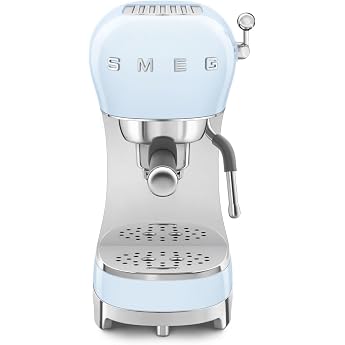 Smeg ECF02PBEU Espresso Coffee Machine Cappuccino Steam Function Thermoblock Large Cup Housing and Double Coffee Function 1 L Water Tank User-friendly Operating System 1350 W Sky Blue