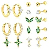 DOCHAIS 7 Pares Pendientes Mujer Piercing Oreja Acero Quirurgico Pendientes Dorados Pendientes Aro Plata Piercing Helix Tragus Cartílago Múltiples Piercings Hipoalergenicos para Mujer