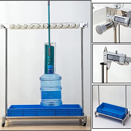 Support utilitaire pour balais et serpillères avec chariot de rangement