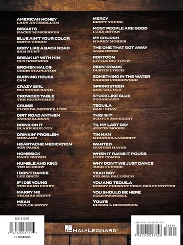 image for Hal Leonard Country Sheet Music 2010 to 2019 | Piano Vocal Guitar Song