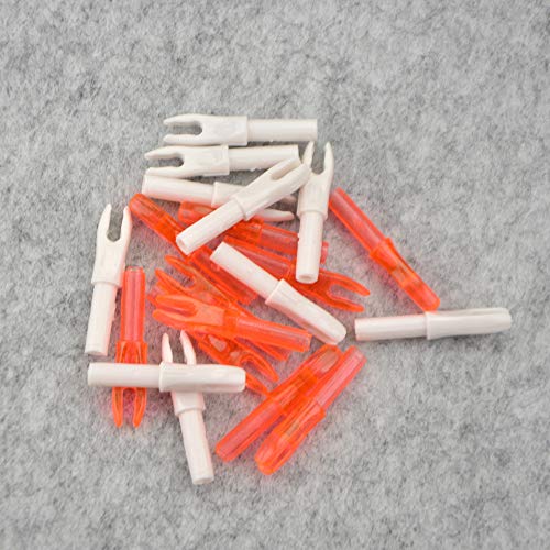 MILAEM 50 Stück Bogenschießen Pfeilnocken Austauschbare Nocken Kunststoffe insatz Pfeilschwänze für ID 4,2 mm Pfeilschaft (Transparent Orange)