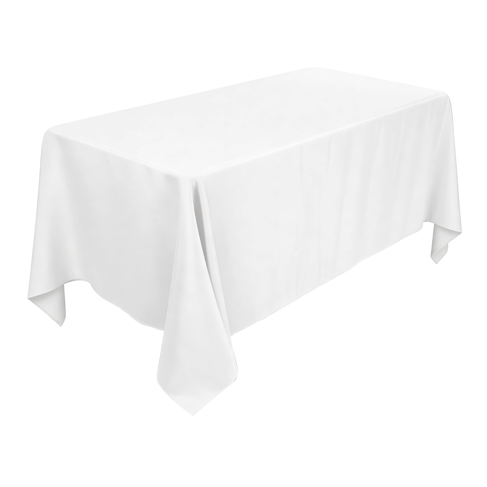 WedDecor Polyester Fabric Tablecloths 90 x 132 inch Rectangular Tablecloth Kitchen Washable Dining Tablecloth for Wedding, Party, Premium Table Top Restaurant, Decoration, White, 5pcs