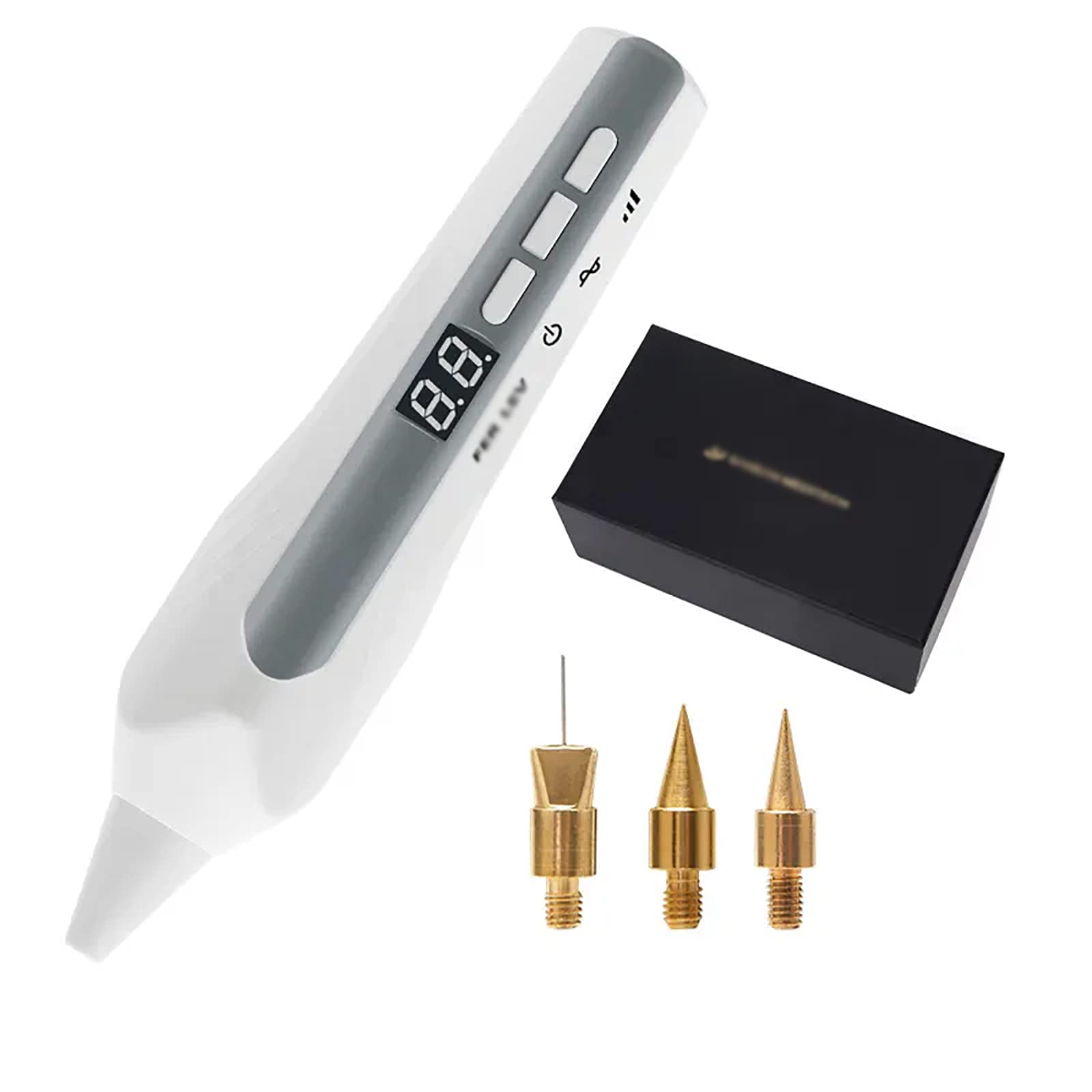 Penna Elettrica Microneedling, Penna Bellezza a LED Regolabile Senza Fili con 3 Aghi Originali in Rame E Schermo LCD, 9 Livelli Energia E 4 modalità, per La Rimozione del Tatuaggio Macchie