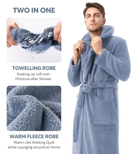 Image of DAVID ARCHY Men's Soft Fleece Plush Robe Full Length Long Bathrobe