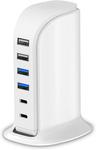 Cargador USB Upoy, estación de carga para múltiples dispositivos 45W, bloques de carga rápida con puertos duales tipo C, hub de carga USB