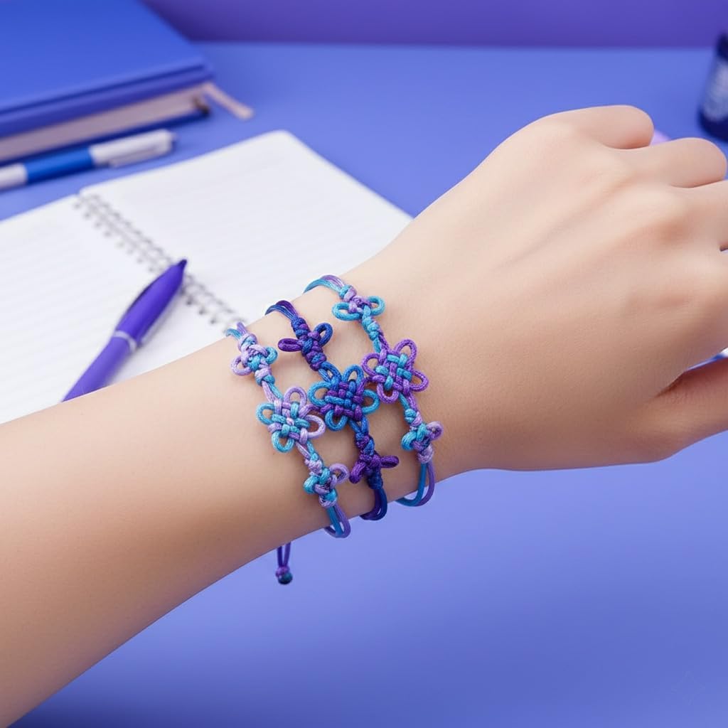 HOYDATE 3Pcs K-Style Handmade Woven Knot Bracelets for Women Men, Adjustable Braided String Wristbands, Purple Friendship Jewelry Set, Aesthetic Concert & Cosplay Accessories - Image 5