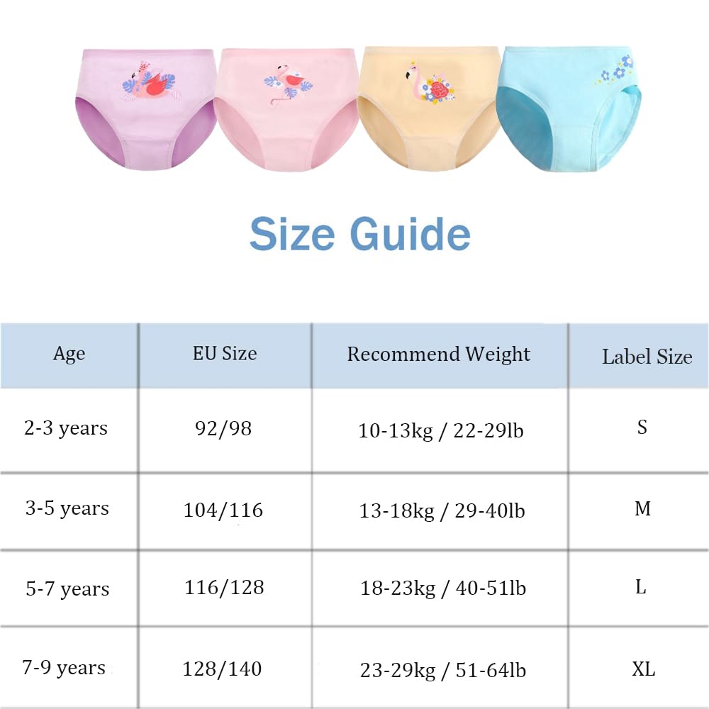 FedMois Pack de 8 Bragas Algodón de Niña Ropa Interior con Diseño de Animal 2-9 Años