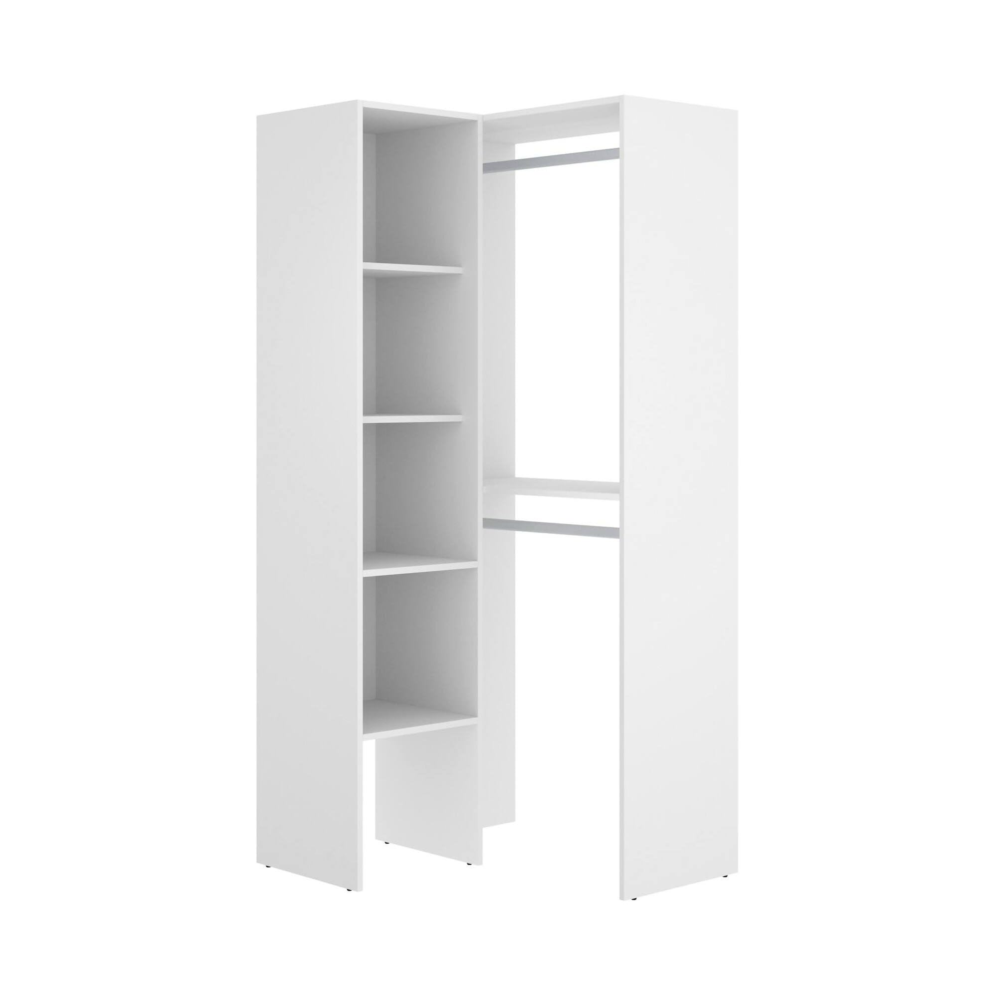 Dmora Guardaroba Grande Bernina 88.4x185.5h cm Bianco Appendiabiti 5 Ripiani, Armadio Camera da Letto 7 Vani
