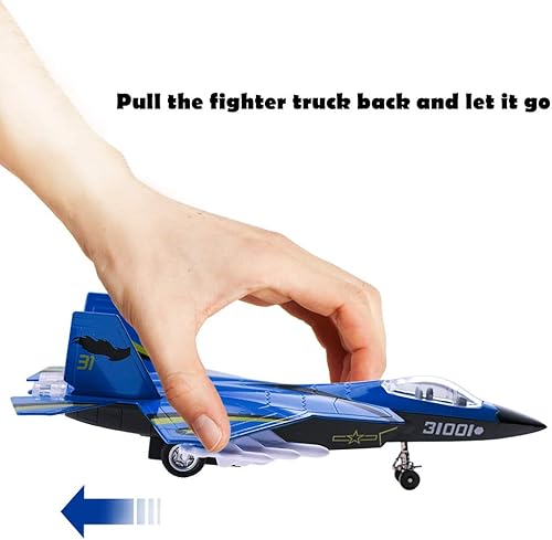 Miniatura 8 de HSOMiD Aviones de aleaciónaviónjuguete de aviones con bombarderos sigilosos de tracción y aviones de combate negro (azul)