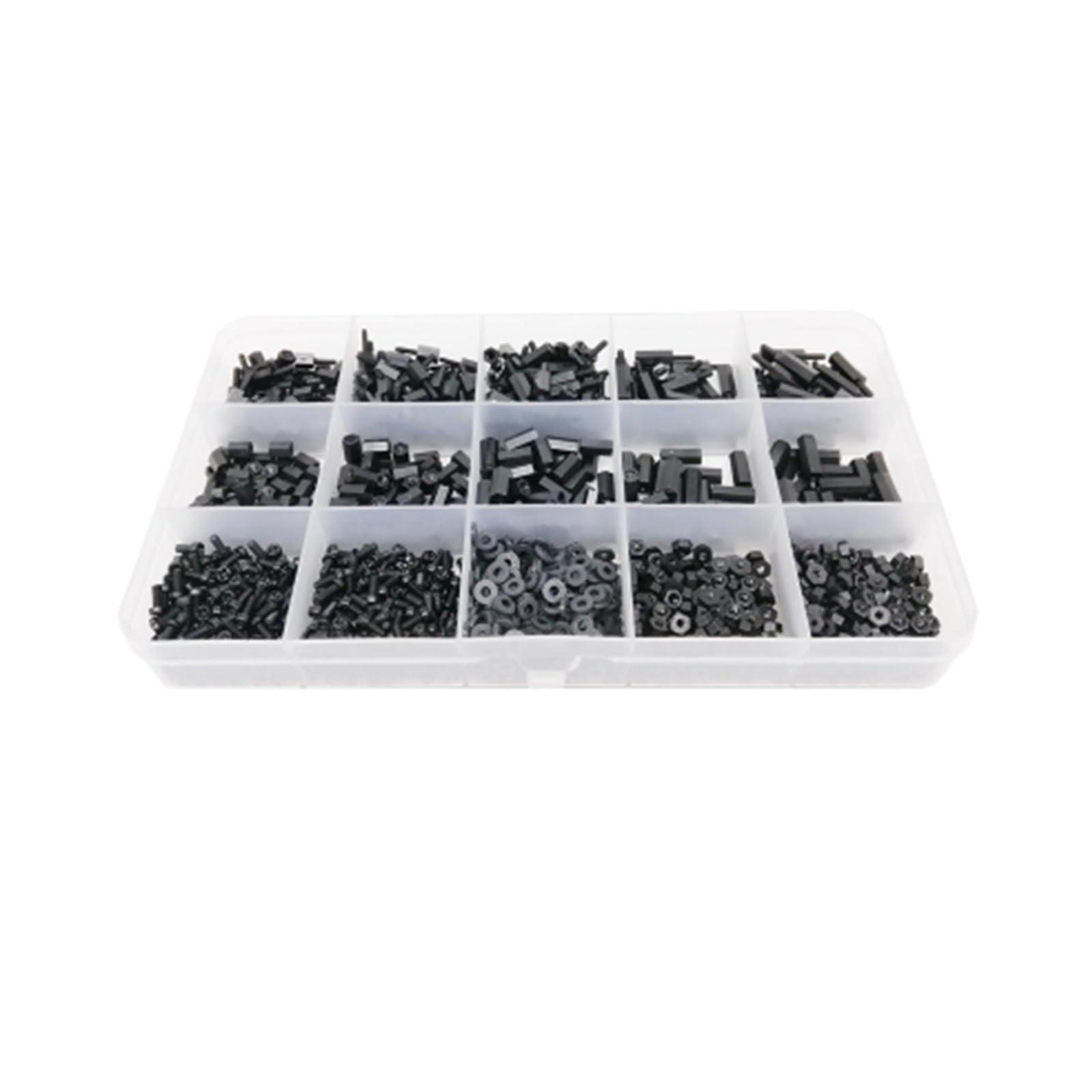 445/1300 Stück M2,5 M3 M4 schwarzer Kunststoff-Nylon-isolierter