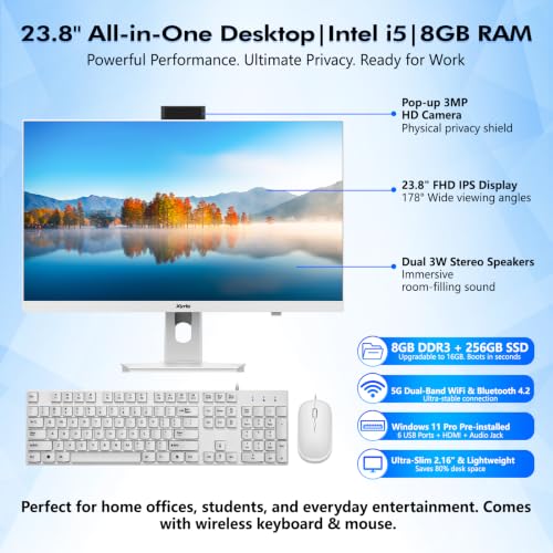 Image of 23.8 inch FHD All-in-One Desktop Computer i5-4590S 8GB RAM 256GB SSD Win11 Pro