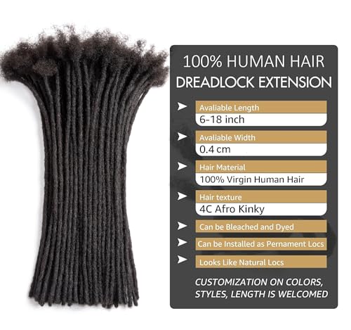 100% Human hair Dreadlocks Extensions 8 inch Afro Kinky 30 Strands 0.4cm Fashion Crochet Braiding Hair For Women by Originea (8 Inch - Image 3