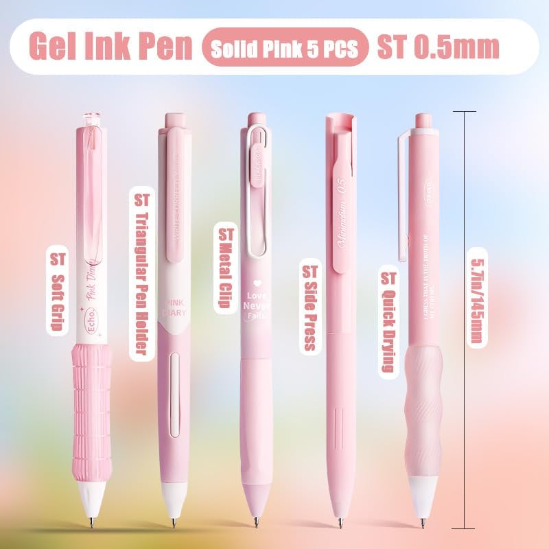 Miniatura 6 de Juego de 10 bolígrafos de tinta de gel en colores pastel, lindos para tomar notas, punta extrafina retráctil de 164 de pulgada (0.5 mm), 10