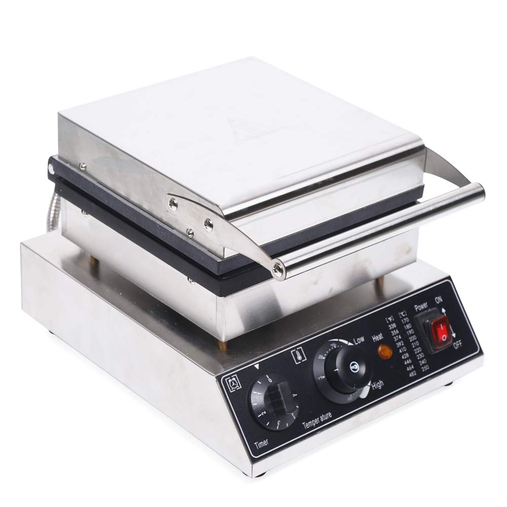 Gofrera, Máquina de gofres comercial con revestimiento antiadherente Temperatura ajustable 4 obleas 1750 W