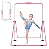 Gymnastics Bar with Self-Inflating Mat for Kids, Adjustable Height Gymnastic Horizontal Bars with Mat, Folding Gymnastic Training Monkey Bars, Junior Expandable Training Kip Bar for Home