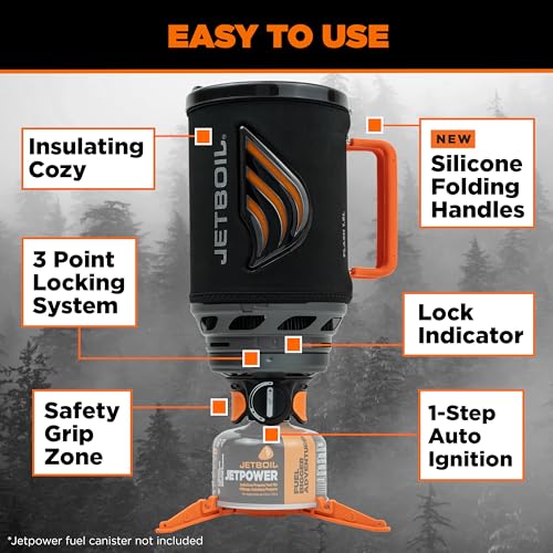 Image of Jetboil Flash Portable Fast Boil Stove for Camping and Backpacking with 1-Step Auto Ignition, Propane /Isobutane Burner with Cooking Cup