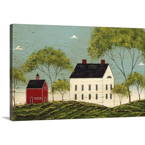 CANVAS ON DEMAND House with Dark Blue Sky Canvas Wall Art Print, Home Decor Americana Artwork, 30" x 20"