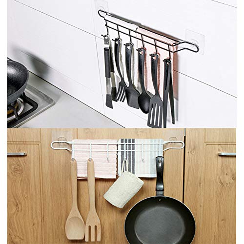 EigPluy Utensil Racks,Wall Mounted Kitchen Utensils Hanging Hooks with Knife/Towel Holder, 17inch Drilling Free Kitchen Tools/Pot/Towel/Knife/Mug/Cups Storage Holder Shelf,Black