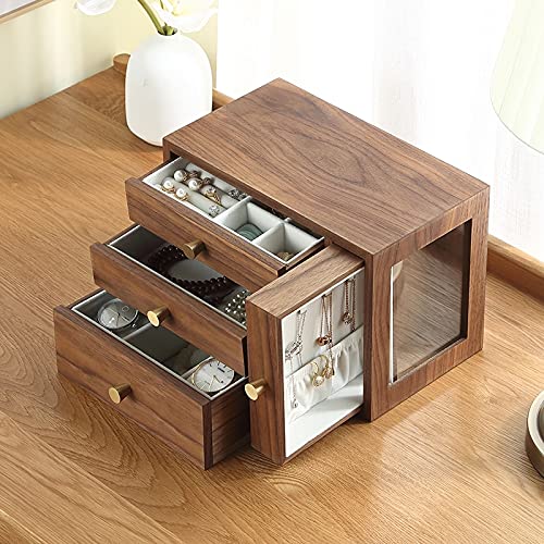 Joyero Organizador de Joyas Caja de joyería de Madera Grande de Lujo Organizador 4 cajón Pendiente de Madera Anillo Collar Reloj de joyería Caja de Estuches de Estuche Caja de Joyas Organizador