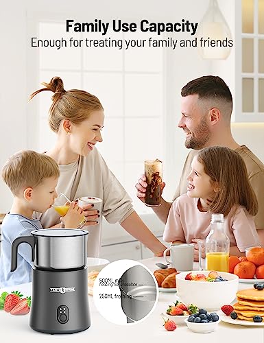 Paris Rhône Milk Frother And Steamer, 4 In 1 Detachable Milk Warmer, 500Ml Hot Chocolate Maker And Electric Milk Heater, Food Grade Stainless Steel, Hot/Cold Foam Maker, Dishwasher Safe, Grey #TOP3