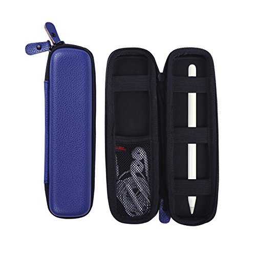 HDE Leather Case for Apple Pencil Smart Pen Stylus Hard Shell Cover Storage Pouch for iPad Pro Pen, Samsung S3 S Pen, Livescribe 3 Smartpe (Navy Blue)