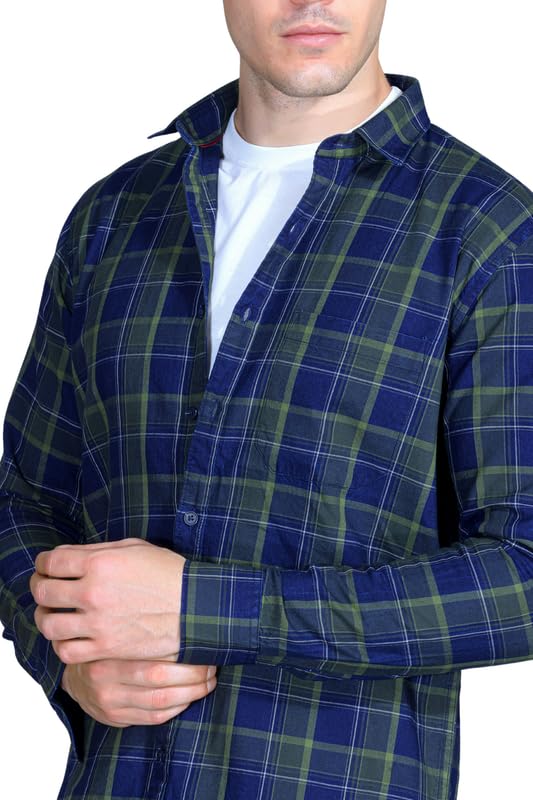Image of SANE ORIGINALS Ingdigo Washed Checks Pure Cotton Shirt for Men
