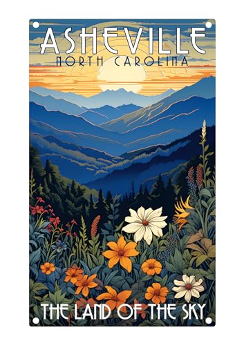 Asheville North Carolina Design F Souvenir Metal Sign 9 x