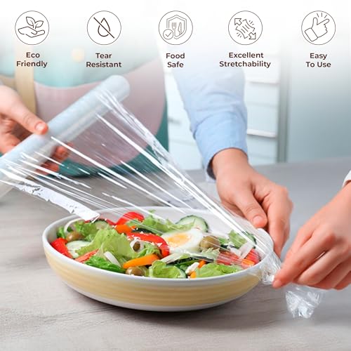 Image of Robustt 200 Meter x 12 Inches Bio Food Wrap Cling Film for Food Wrapping (Pack of 2) | Keeps Food Fresh Eco-Friendly Transparent Wrapping roll | Ideal Cling Film for Food Wrapping