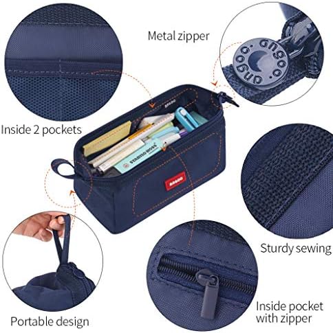 CICIMELON Pencil Case Large Capacity Pencil Pouch Pen Bag for School Teen Girl Boy Men Women (Navy)