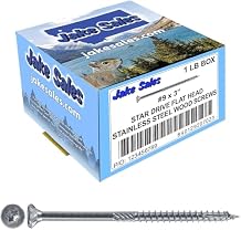 Jake Sales #9 x 3 Silver Star Stainless Steel Wood Screw Torx/Star Drive Head - Grade 300 Series Stainless Steel Torx/Star Drive Wood Screws - 1 Pound - 84 Approx. Screws